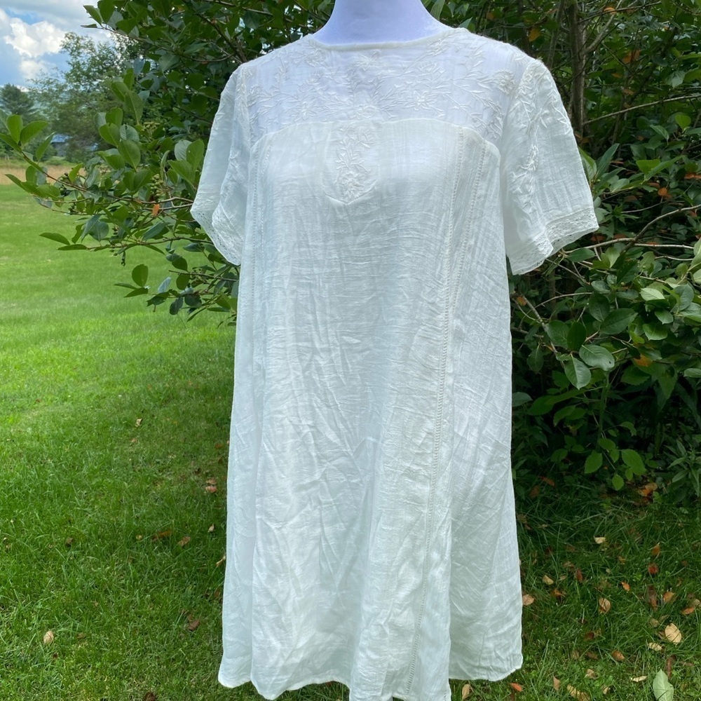 Papermoon White Lace Babydoll Short Sleeve Dress Size Small